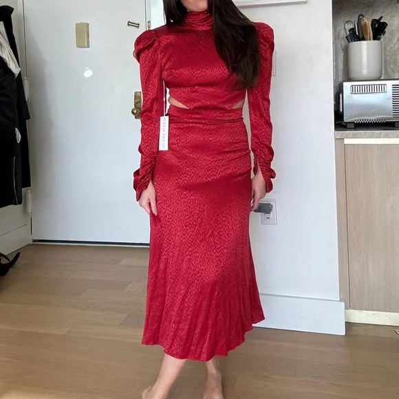 NWT Ronny Kobo exclusive Carla dress in burgundy - Picture 1 of 9